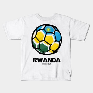 Rwanda Football Country Flag Kids T-Shirt